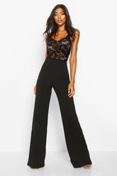 Durchsichtiger Jumpsuit mit Strumpfhaltern aus Spitze